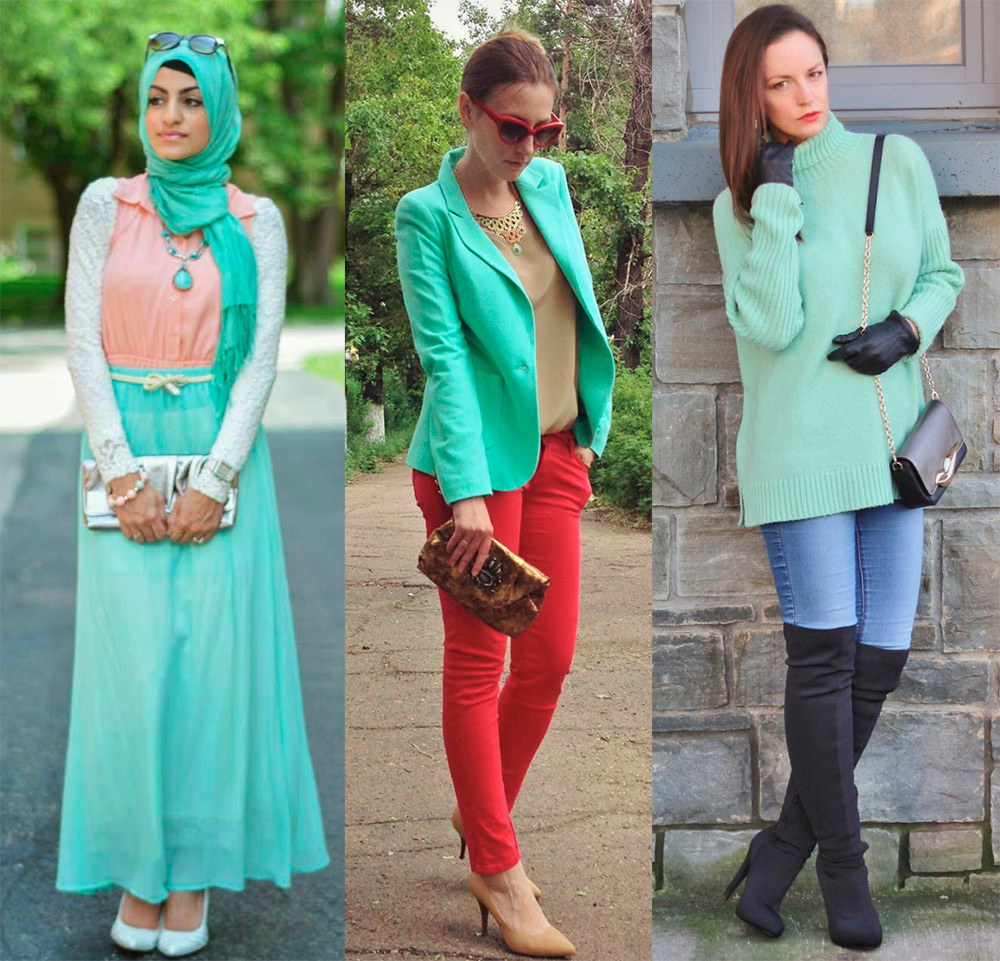 Mint color - combination with other colors in clothes