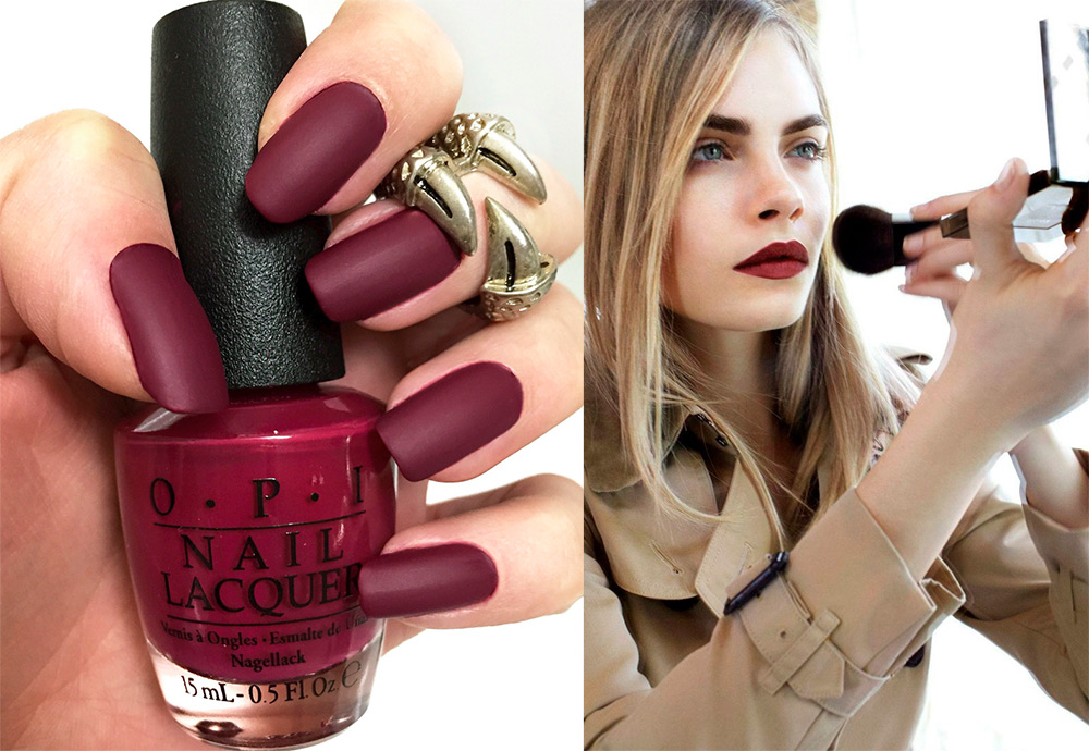 Marsala manicure and makeup