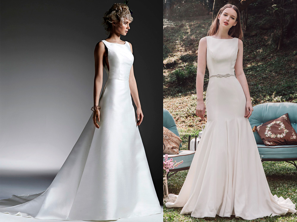 Wedding dress in the style of minimalism