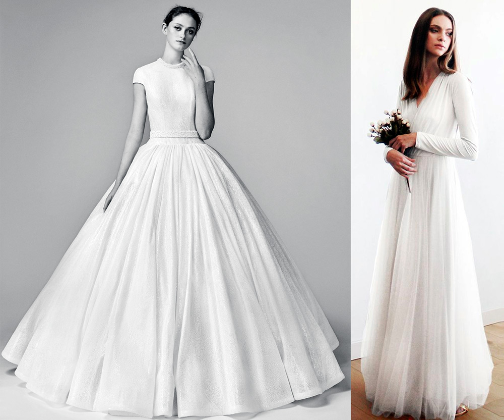 Wedding dress in the style of minimalism