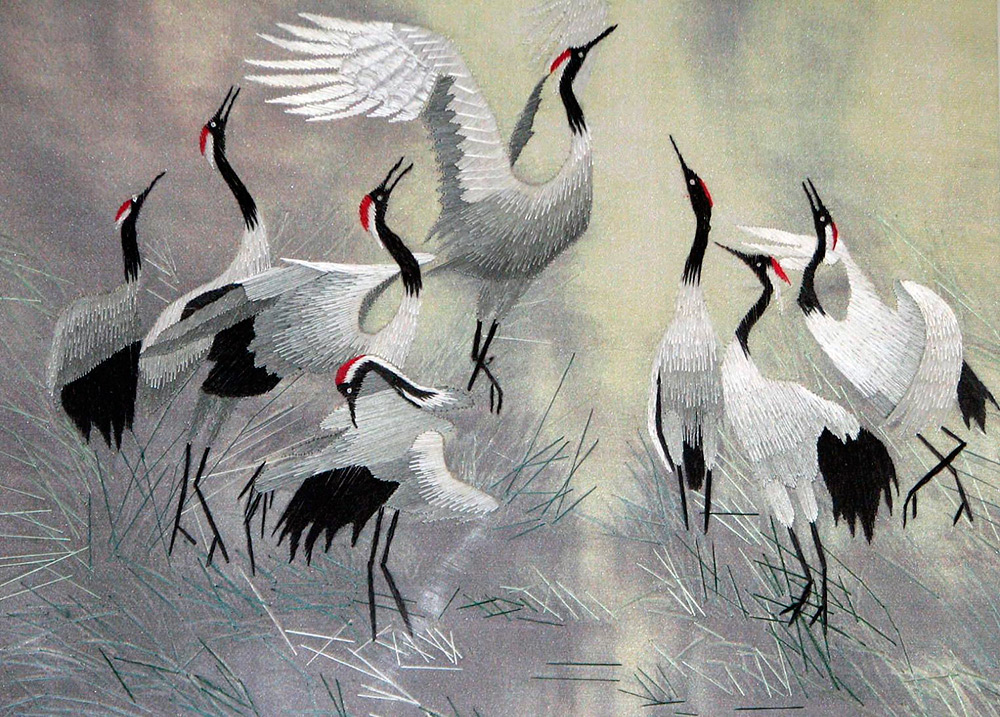 Bird silk embroidery