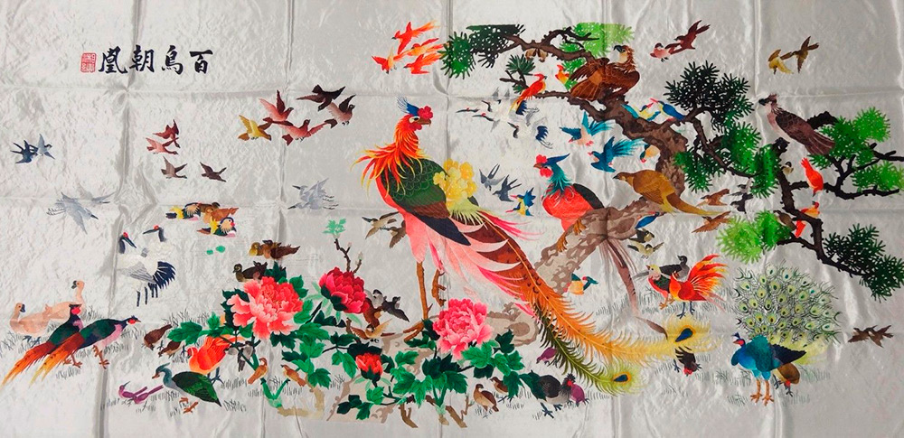 Bird silk embroidery