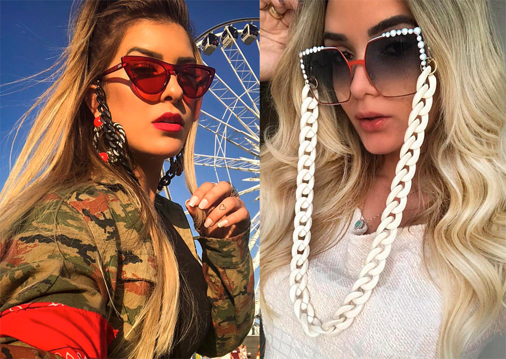 Sunglasses on a chain - a fashion trend