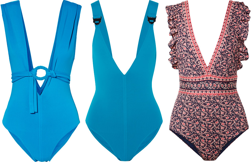 Swimwear with a plunging neckline