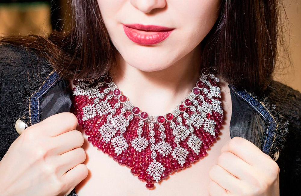 Beaded plastron necklace