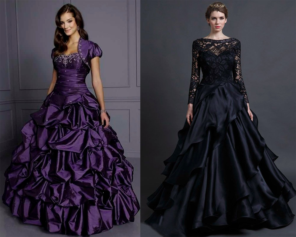 Purple and Black Wedding Dress