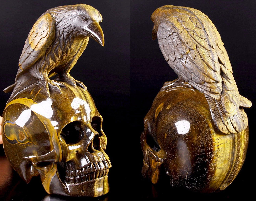 Skull of stone tiger's eye