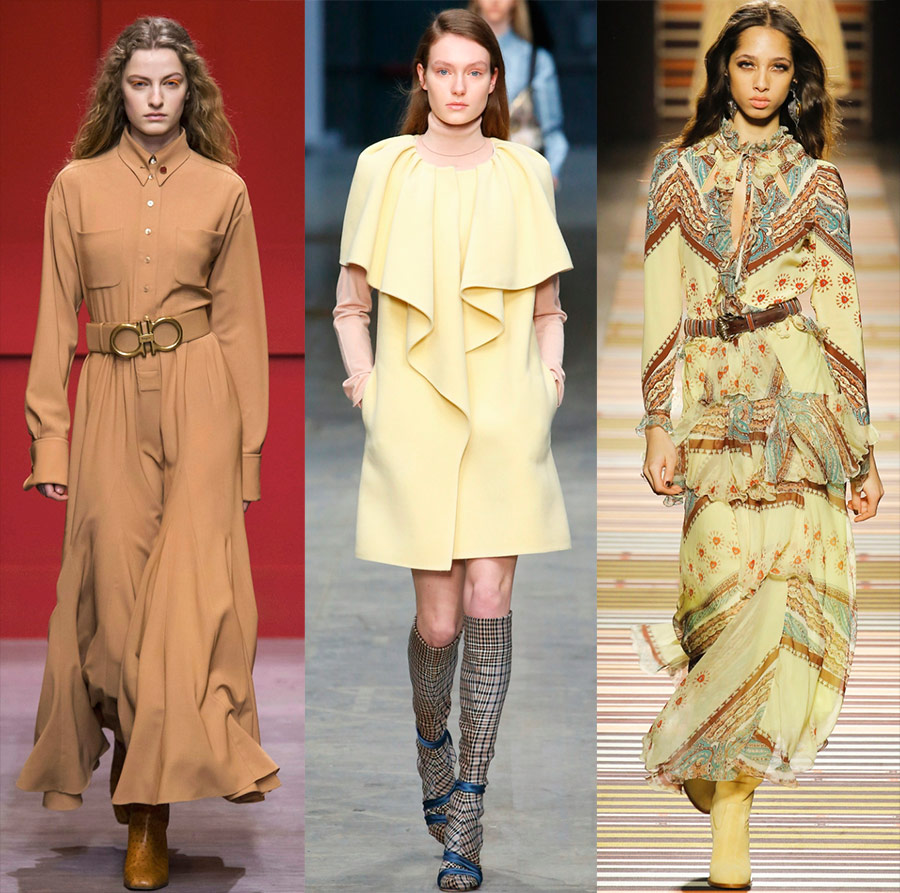 Dresses in yellow shades