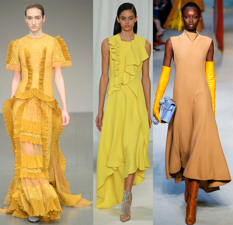 Dresses in yellow shades