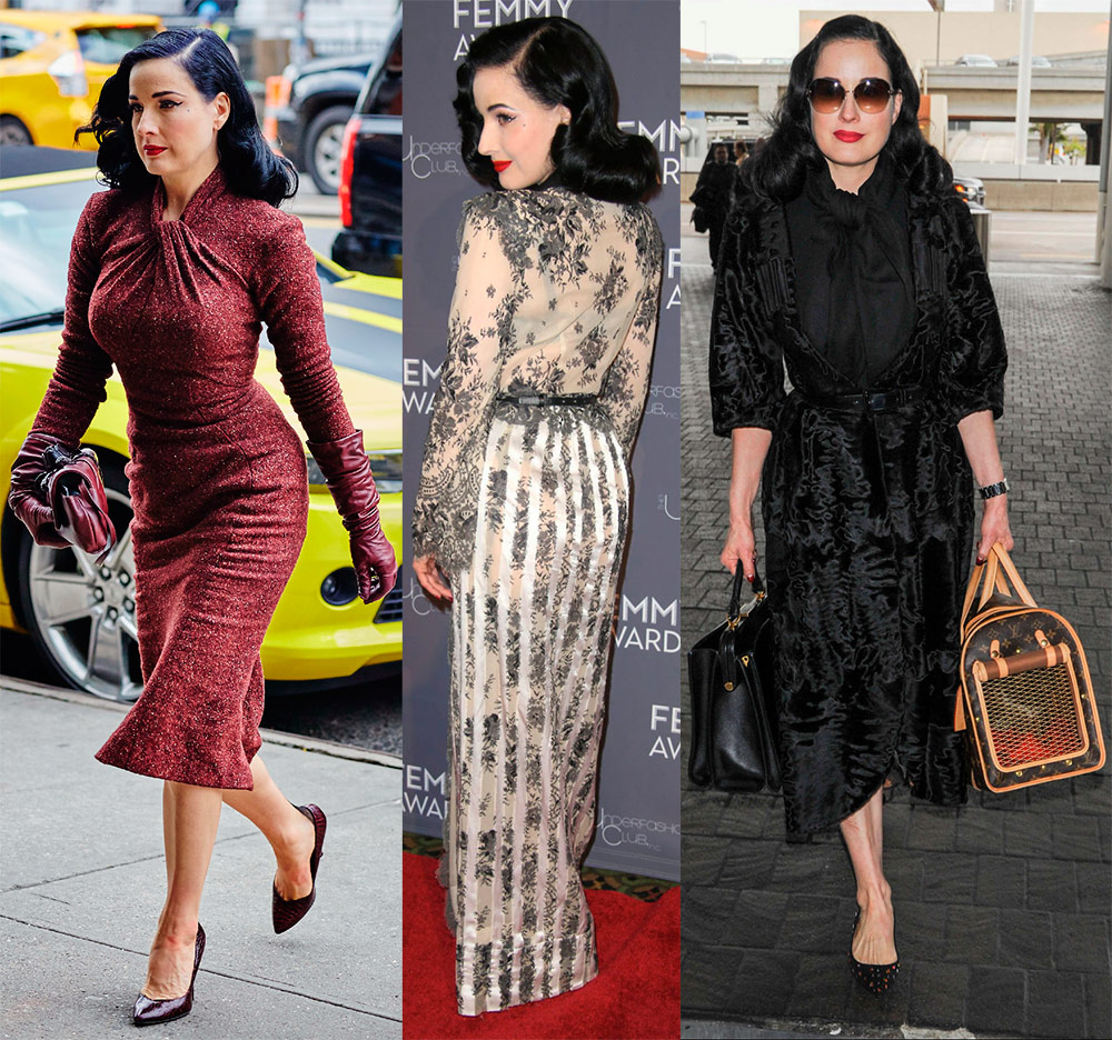 Dita Von Teese's clothing style and makeup