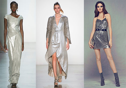 Shiny silver and gray party dresses