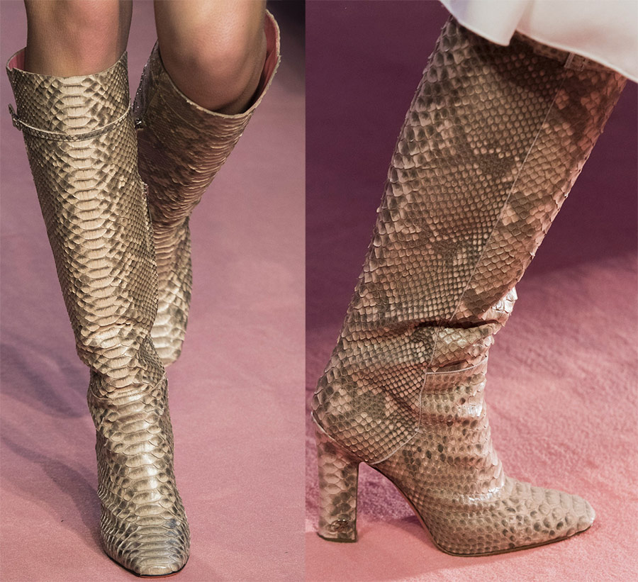 Women's boots made of python skin