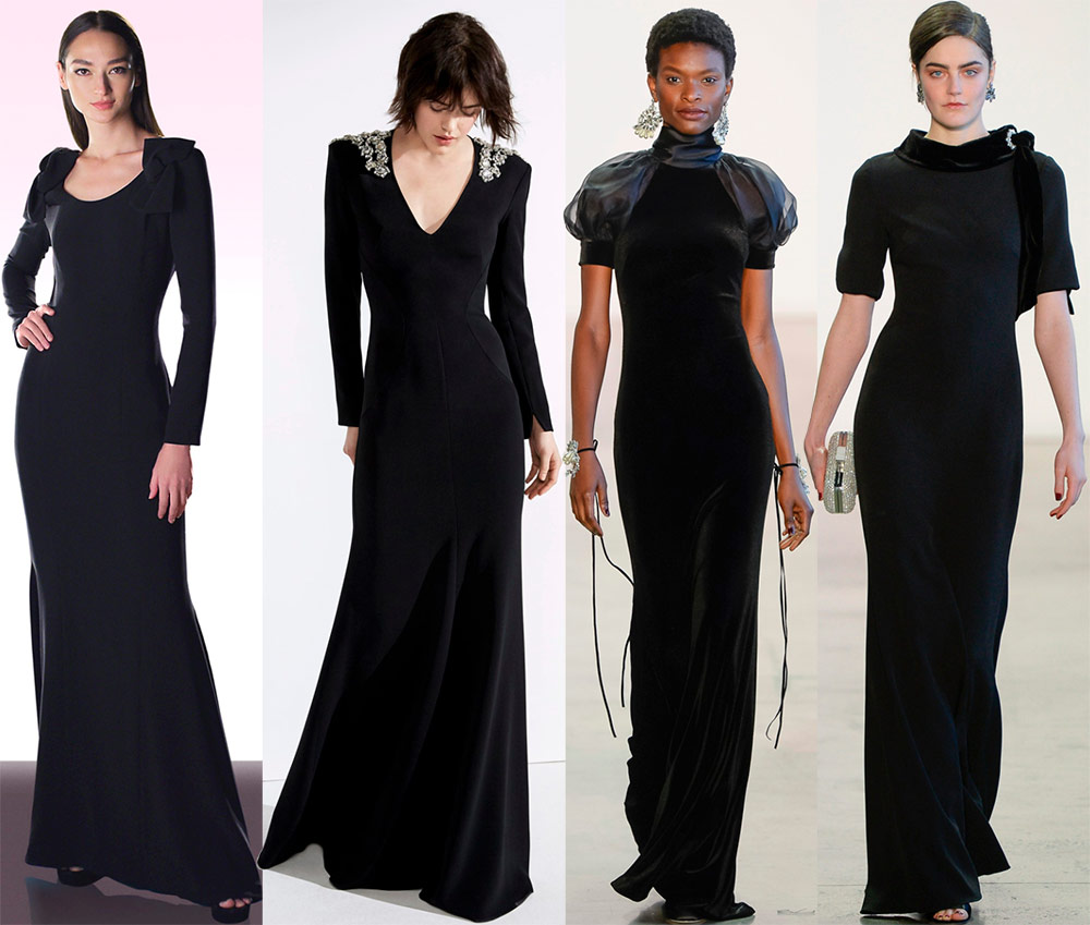 Fashionable black dresses to the floor