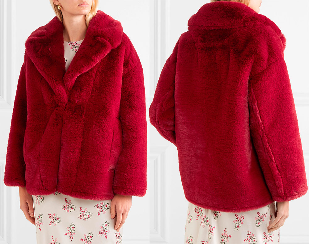 Red women's fur coat