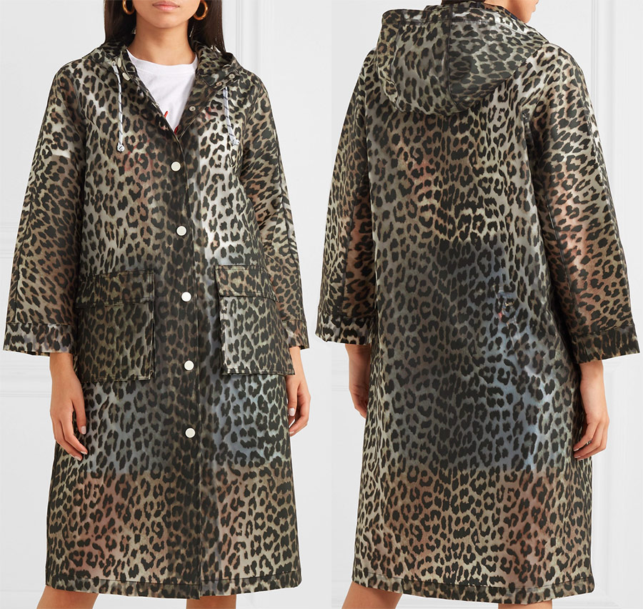 Lightweight leopard print raincoat