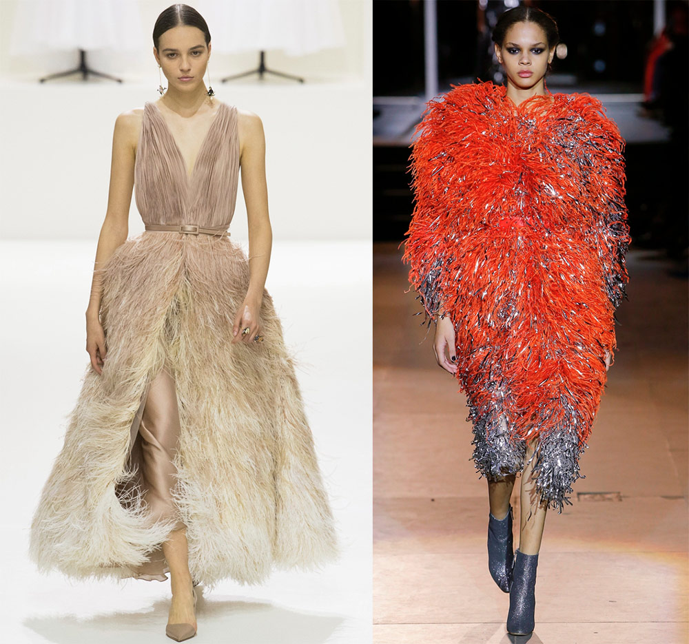 Fluffy dresses with feathers