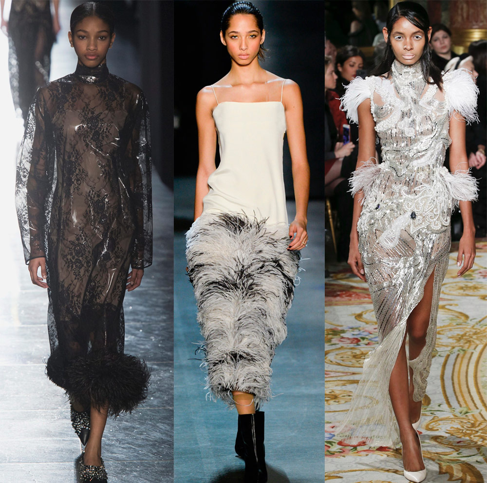 38 dresses with feathers for the New Year and other holidays