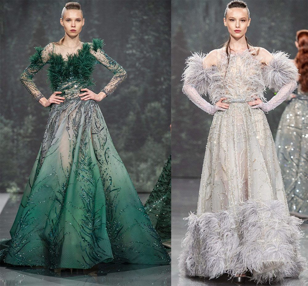 Beautiful dresses with feathers