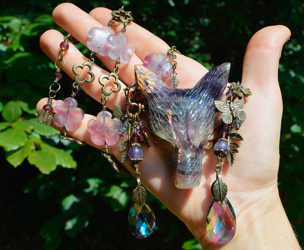 Gothic necklace with fluorite