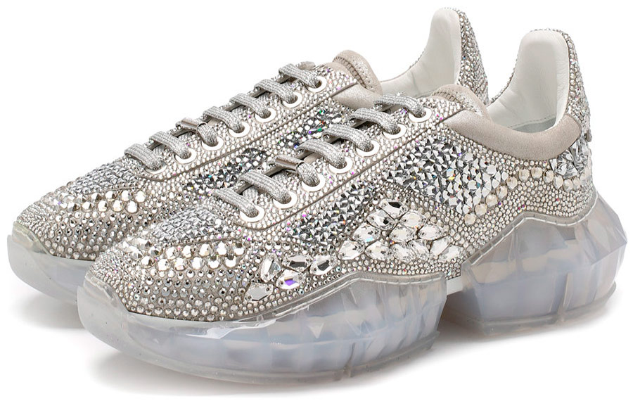 Shiny sneakers with crystals