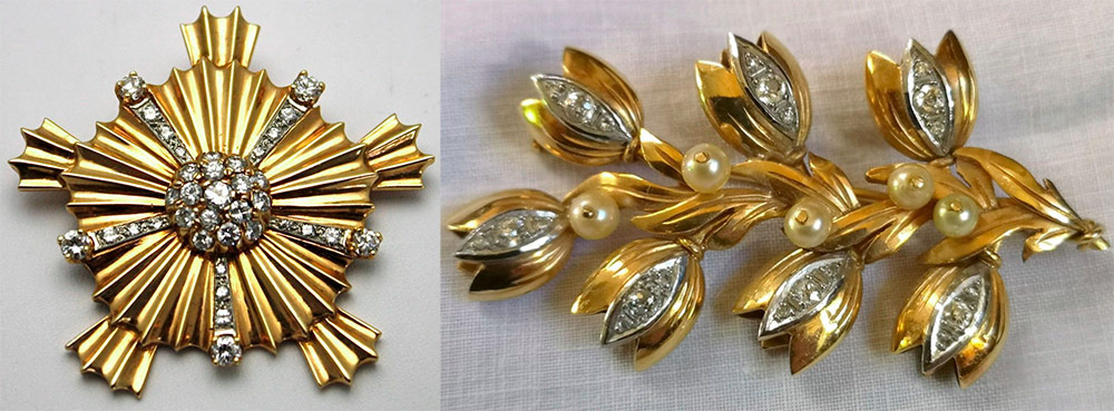 Gold brooches