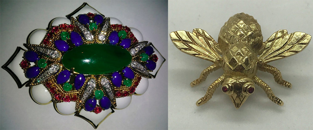 Vintage brooches in gold