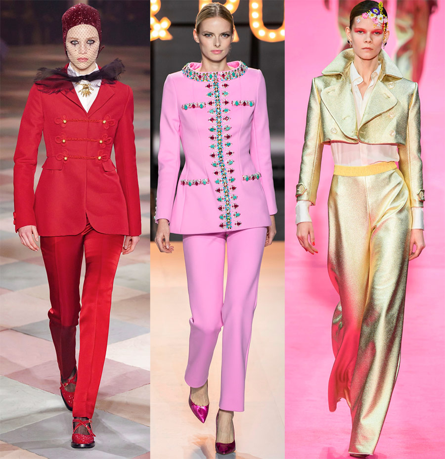 Bright trouser suits