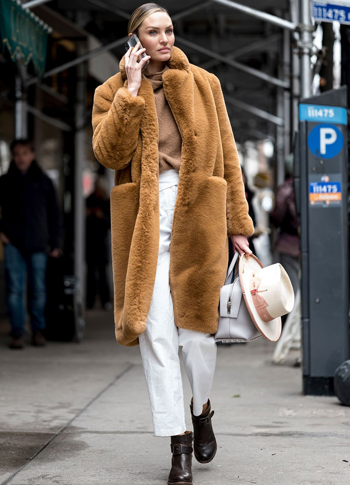 Brown women's fur coat