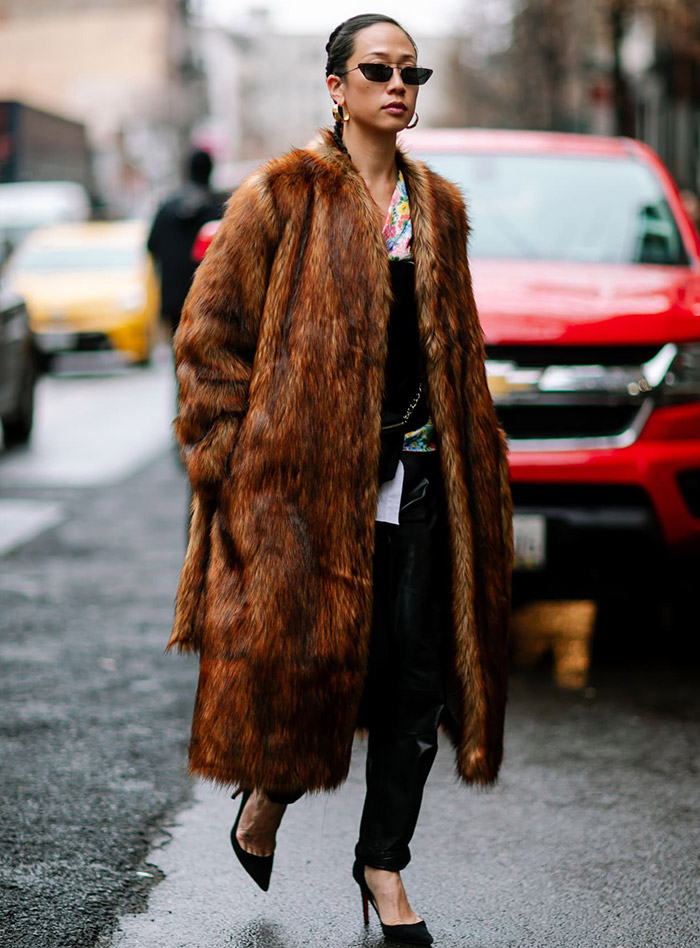 Brown women's fur coat