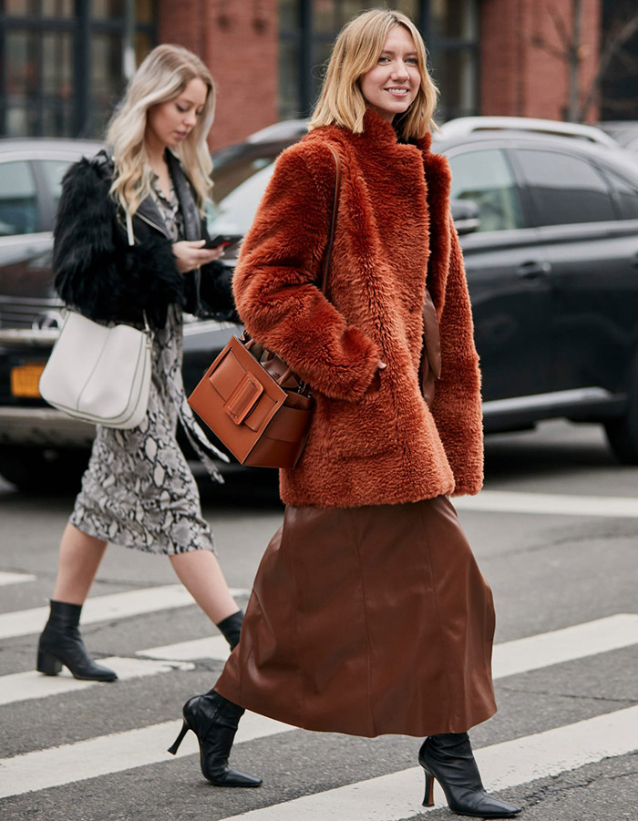 Fur coats of guests of New York Fashion Week