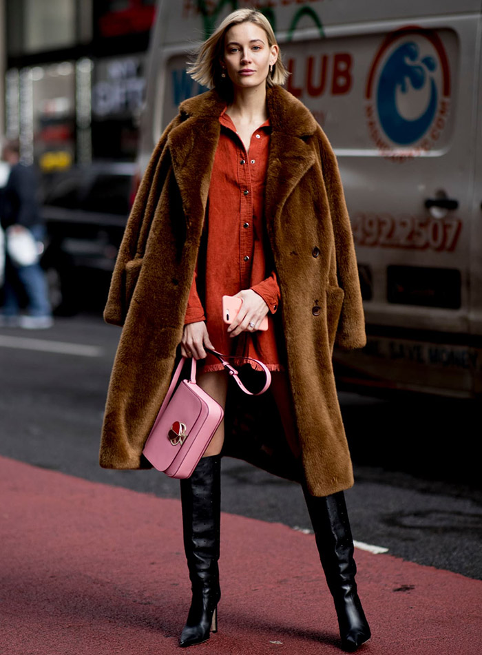 Brown women's fur coat