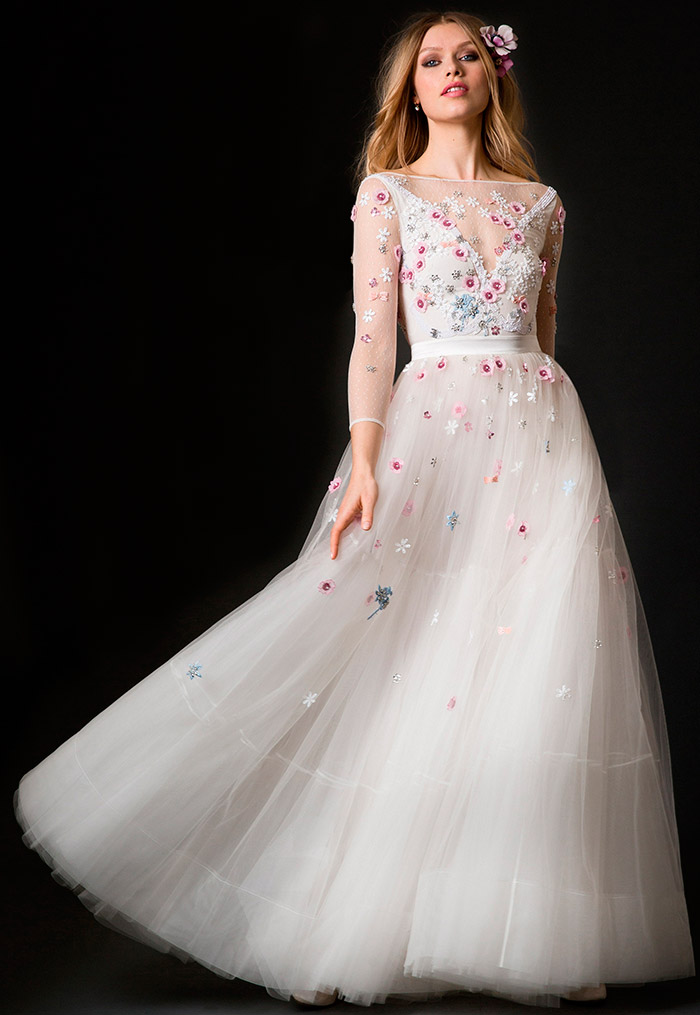 Wedding dress with embroidery