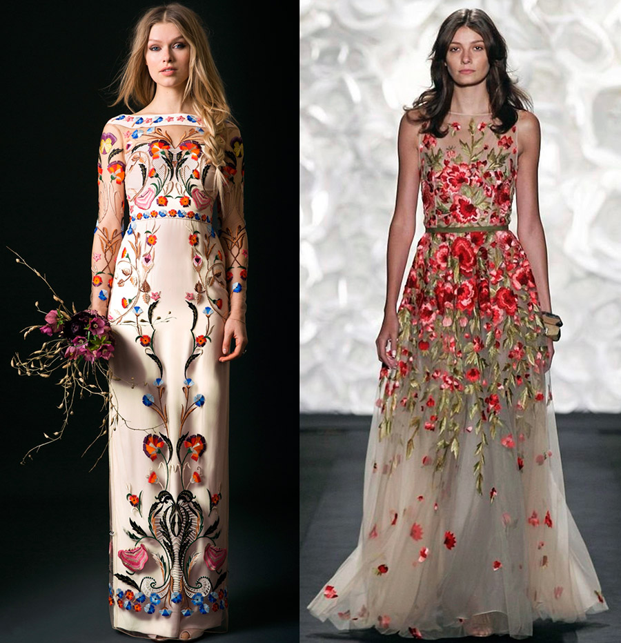 Beautiful dresses with embroidery