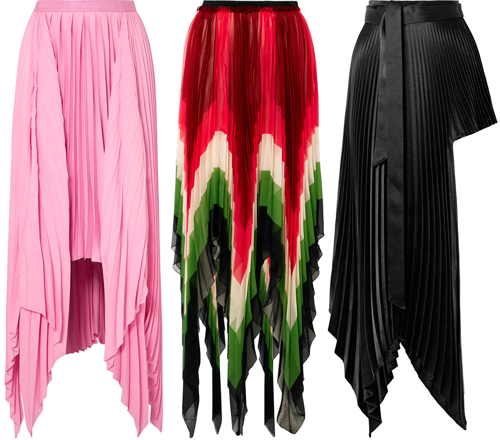 Asymmetrical pleated skirts