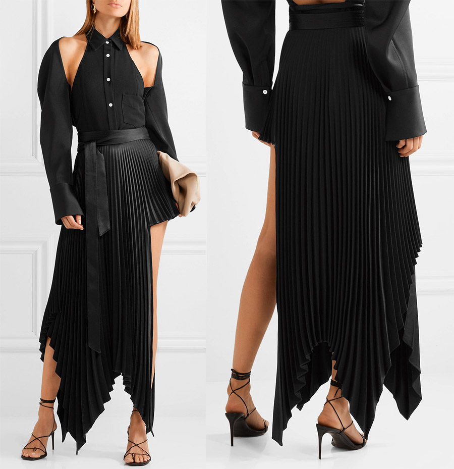 Asymmetrical pleated skirts