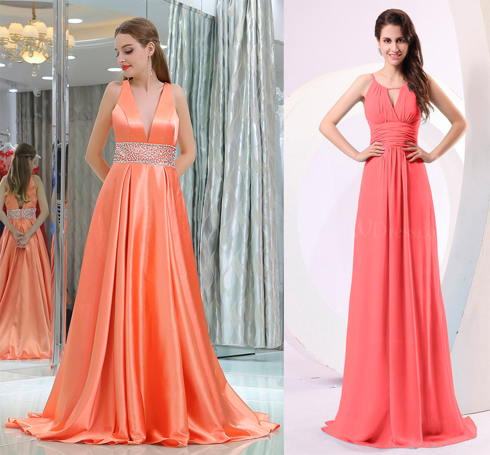 coral wedding dress