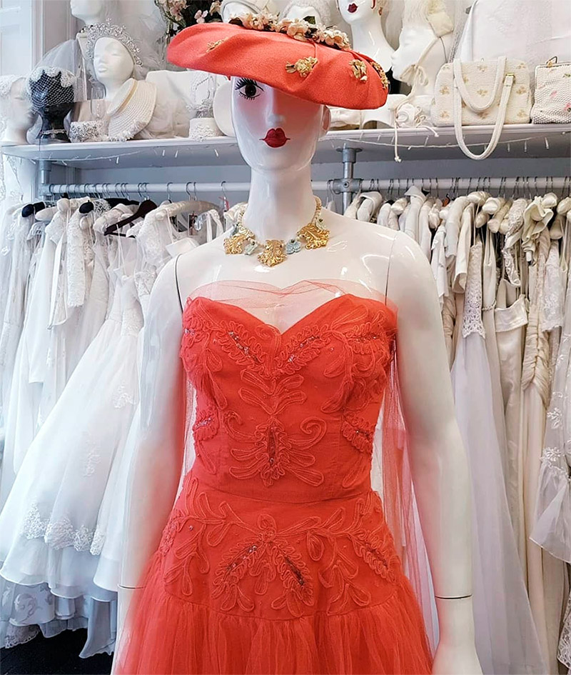 Beautiful coral wedding dress