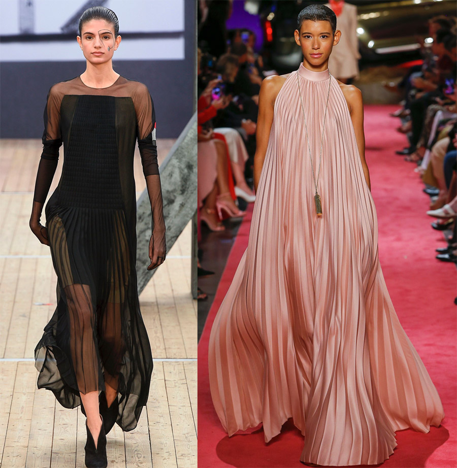 Pleated dresses and skirts in modern fashion