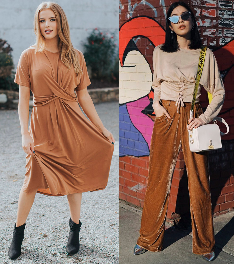 Caramel color in clothes and beauty