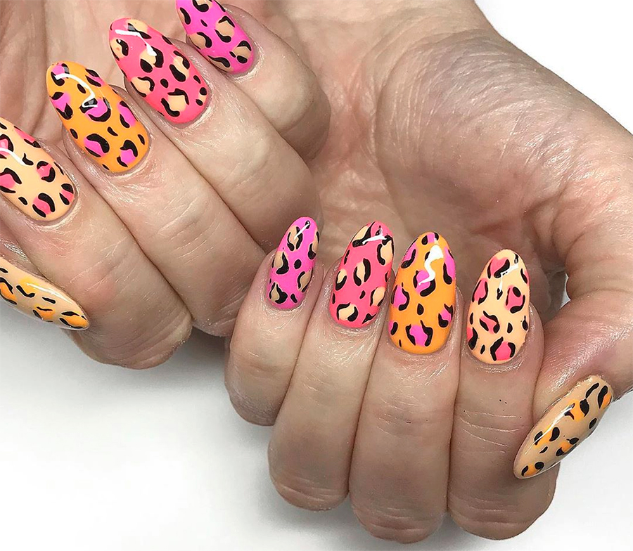 Leopard manicure for short and long nails