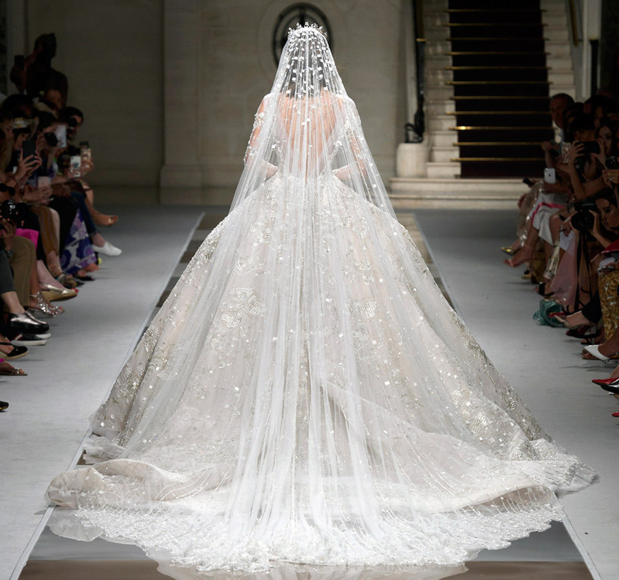 Wedding dress with a train