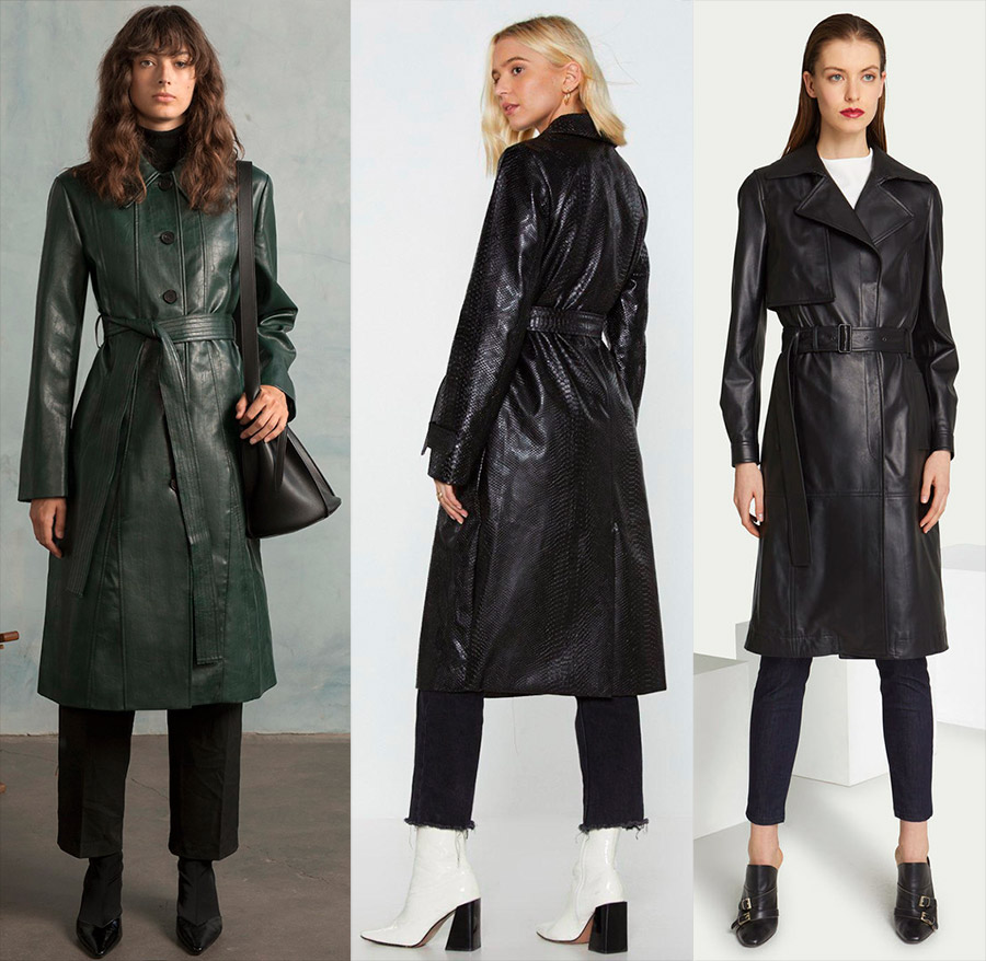 Fashionable leather raincoats