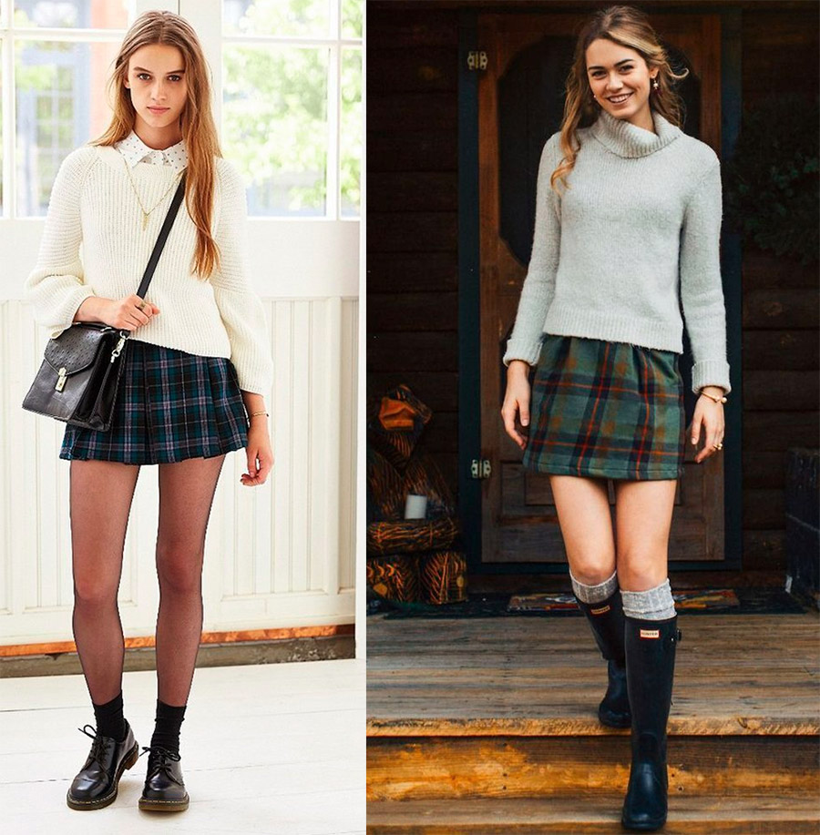 Looks with plaid skirts