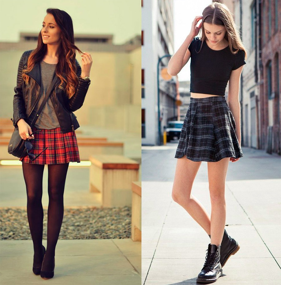 Looks with plaid skirts