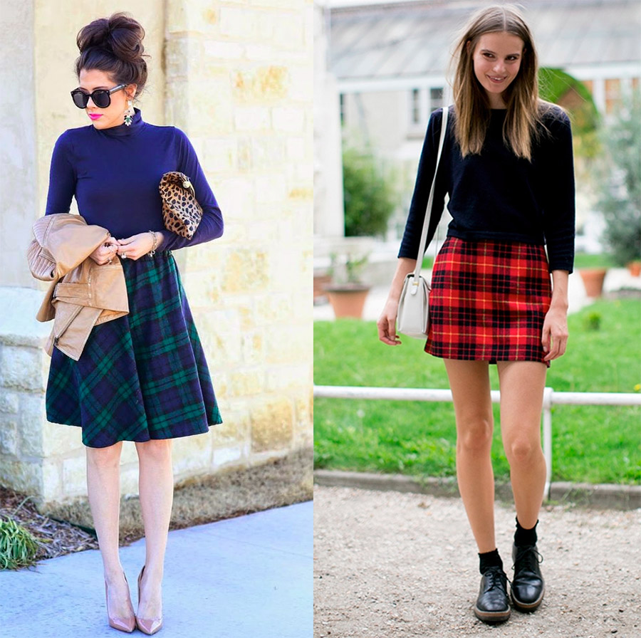 Looks with plaid skirts