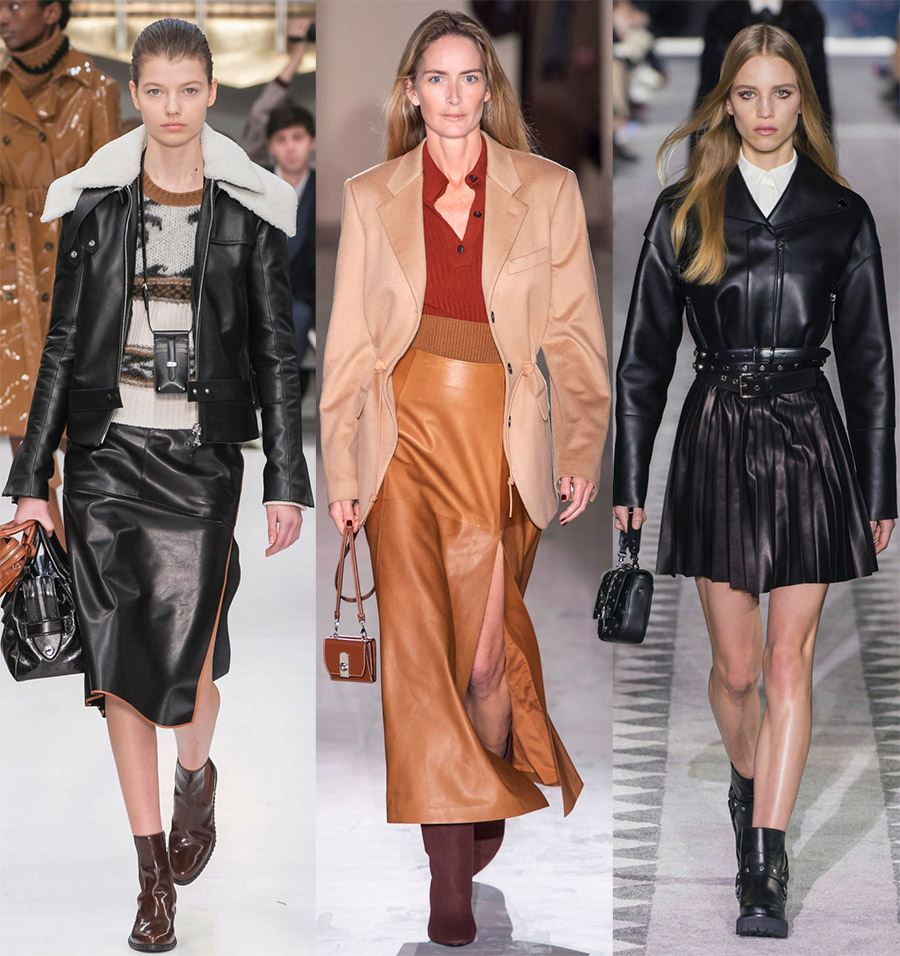 Fashionable leather skirts