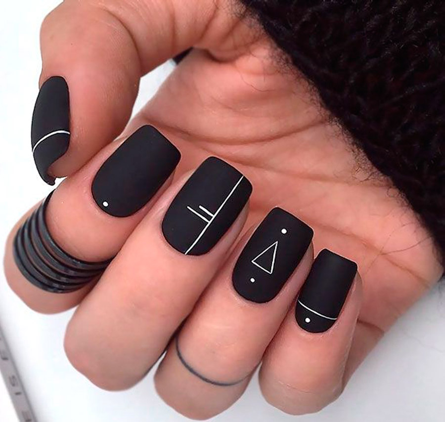 Black manicure for short nails