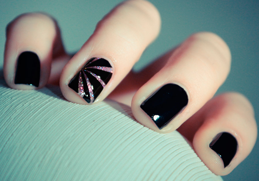 Black manicure for short nails