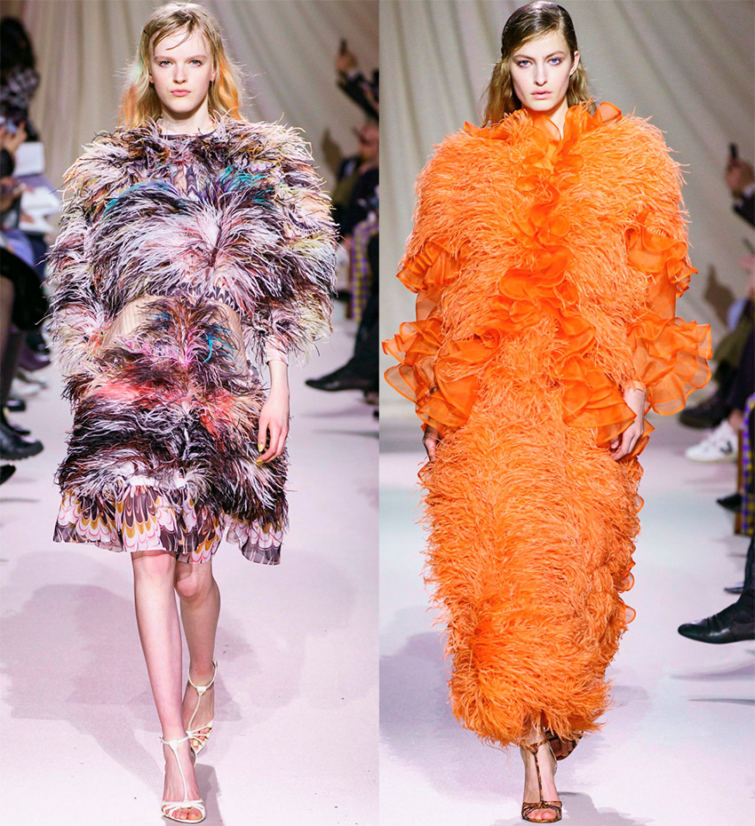 Dresses with feathers for the holiday