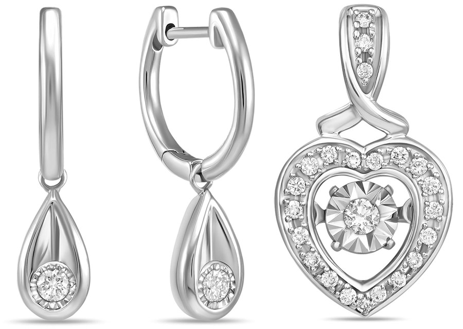 Earrings and pendant with diamonds